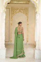 DRAPED SAREE BLOUSE WARM OLIVE