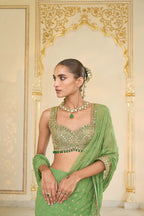 DRAPED SAREE BLOUSE WARM OLIVE