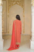 KURTA CHURIDAR DUPATTA CORAL