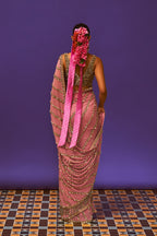 ANUSHKA KHANNA DRAPE SAREE BLOUSE ROSE PINK