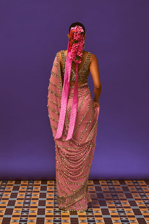 DRAPE SAREE BLOUSE ROSE PINK
