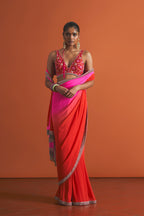 DRAPED SAREE BLOUSE RED