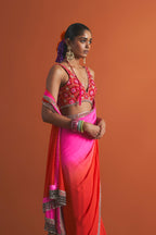 DRAPED SAREE BLOUSE RED