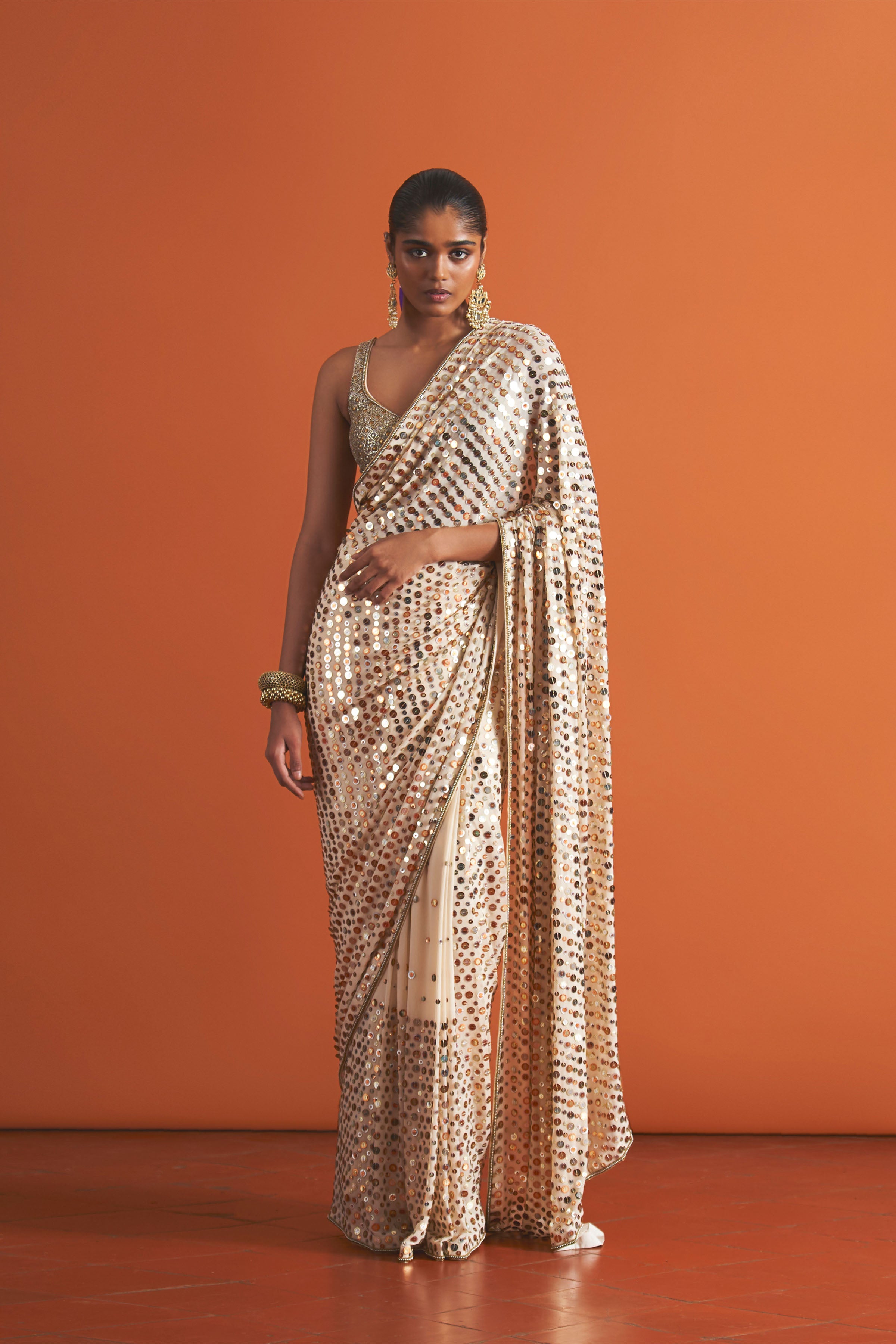 Ivory Draped Saree