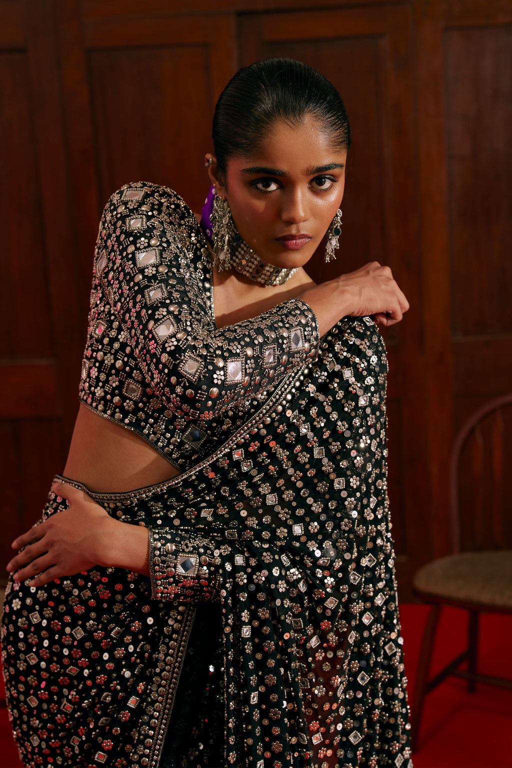 Black Draped Saree
