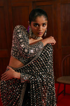 Black Draped Saree