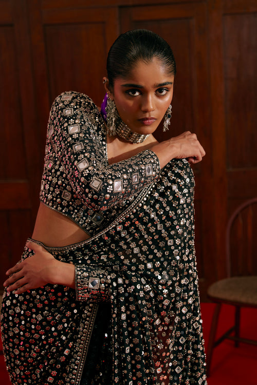 Black Draped Saree