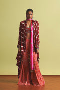 ANUSHKA KHANNA JACKET BLOUSE GHARARA STOLE BURGUNDY RED