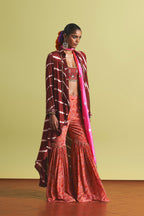 ANUSHKA KHANNA JACKET BLOUSE GHARARA STOLE BURGUNDY RED