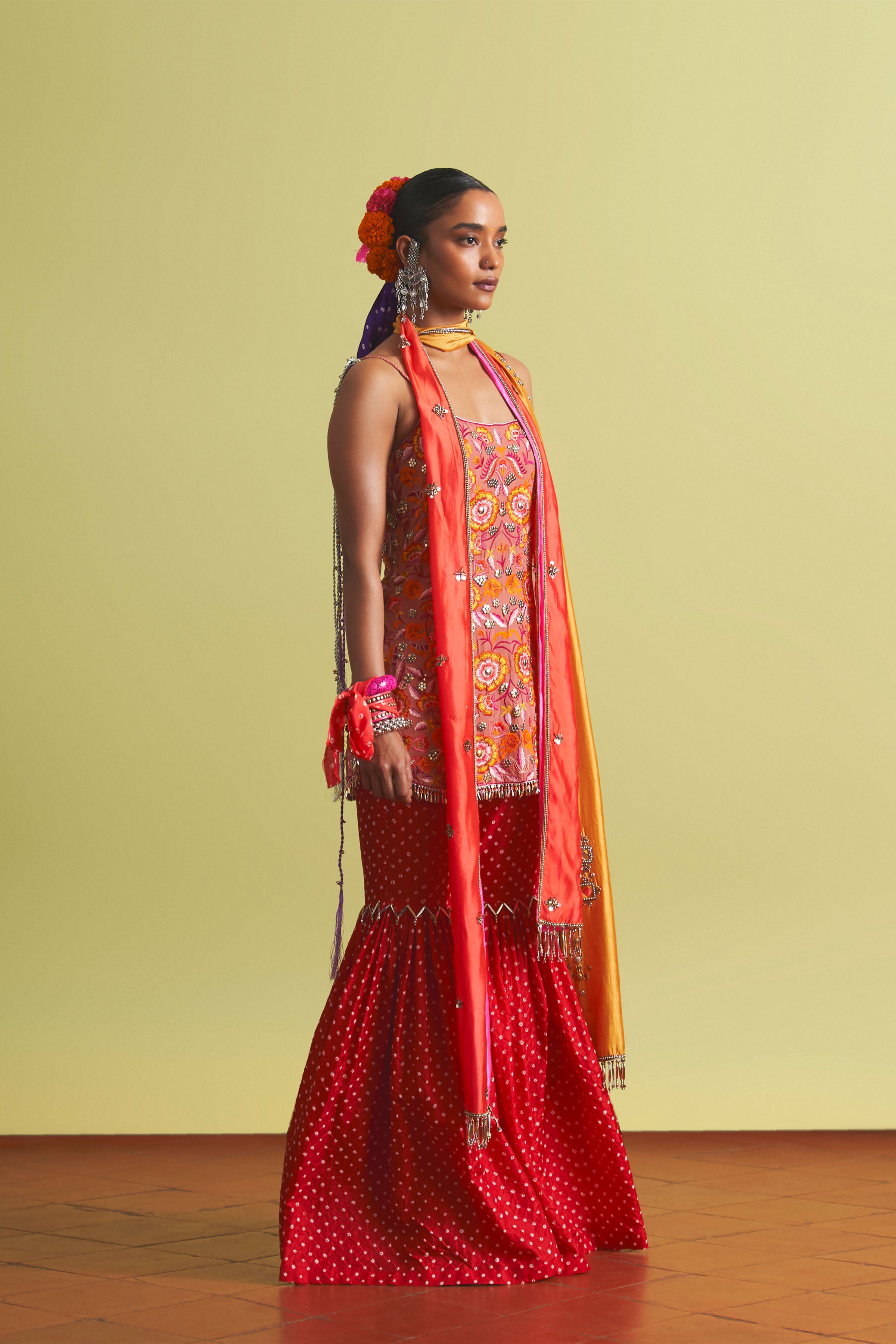 Rose Pink Red Gharara