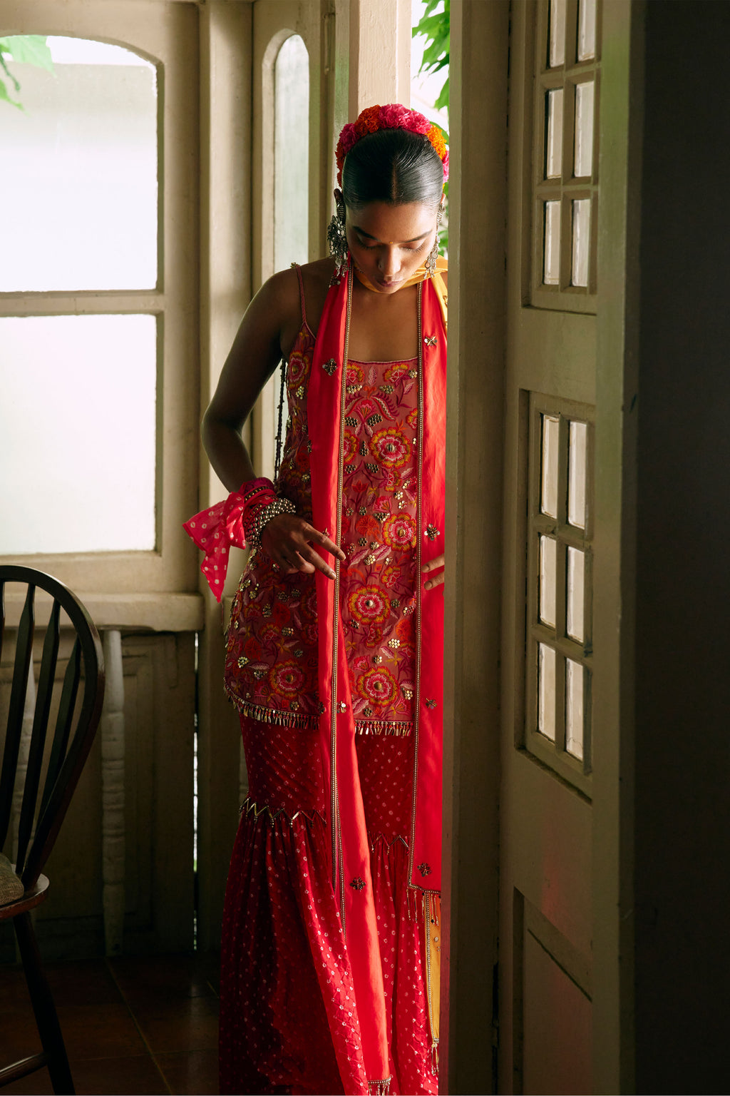 Rose Pink Red Gharara