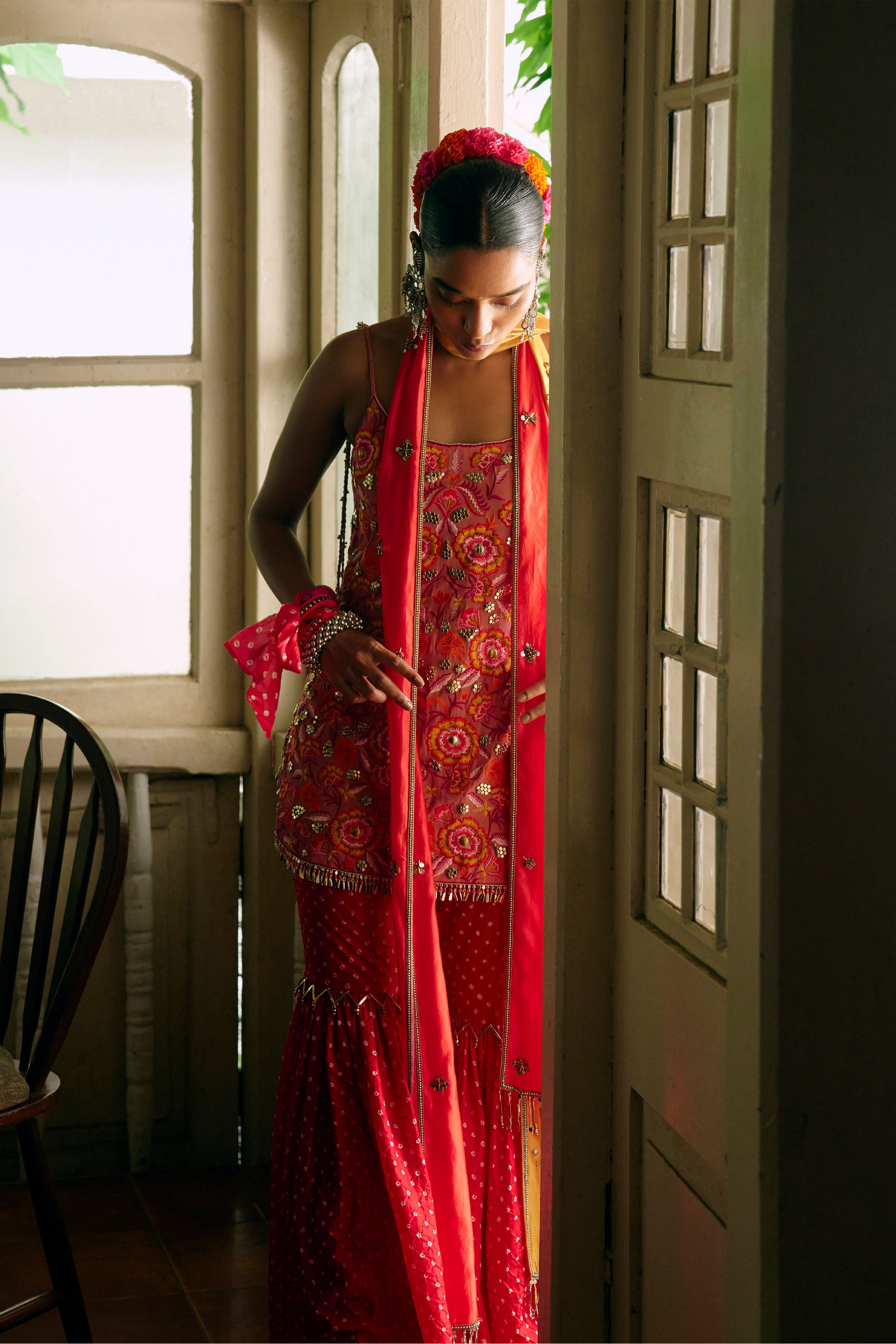 Rose Pink Red Gharara