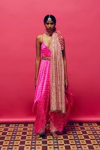 ANUSHKA KHANNA JACKET KURTA PANT MARIGOLD PINK