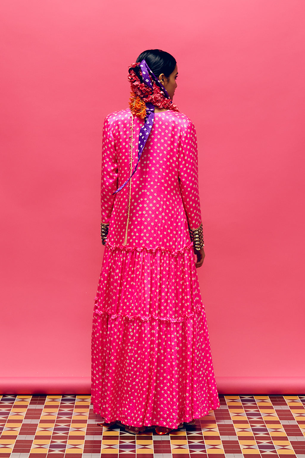 ANUSHKA KHANNA JACKET KURTA PANT NEON PINK