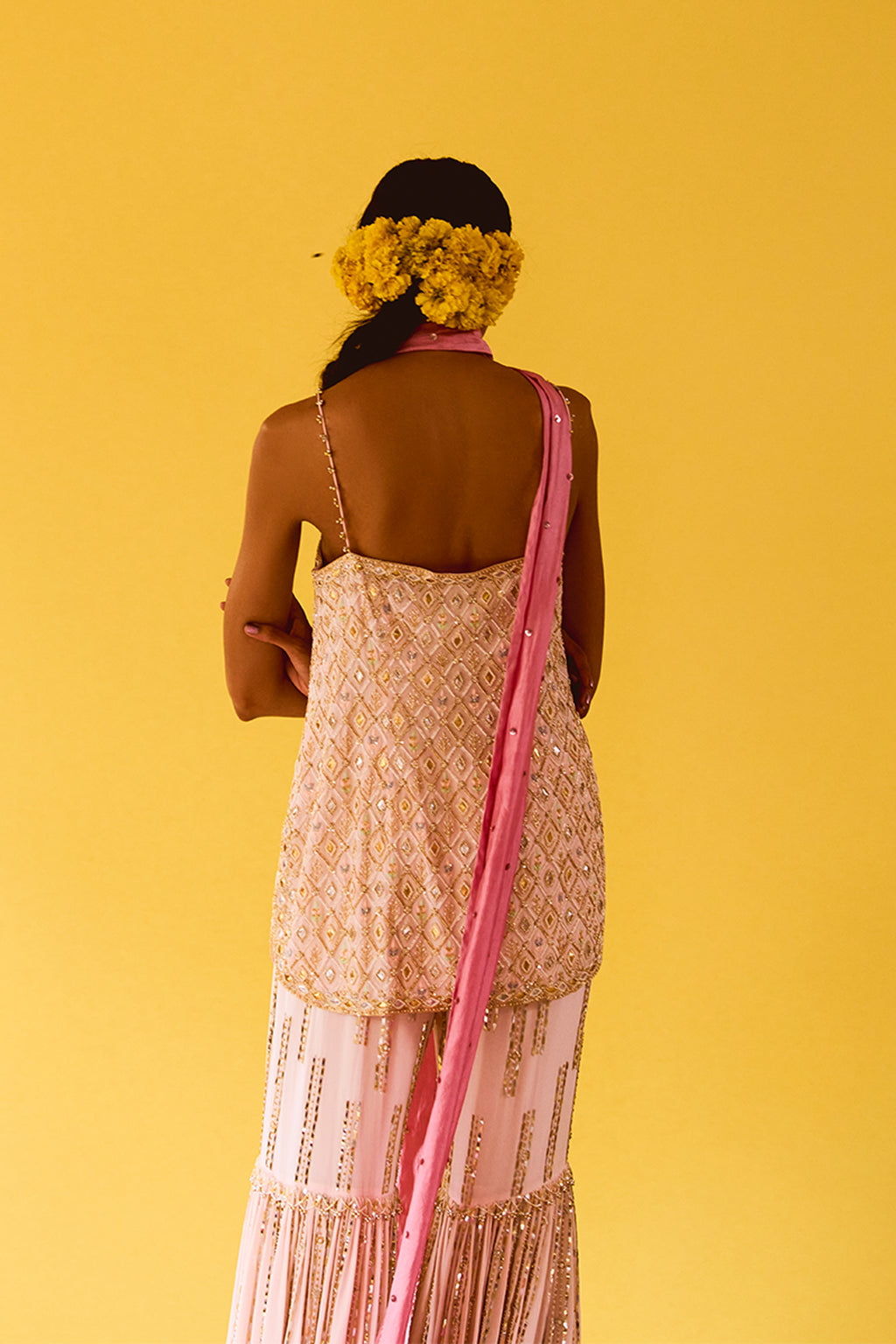JACKET KURTA GARARA BLUSH PINK
