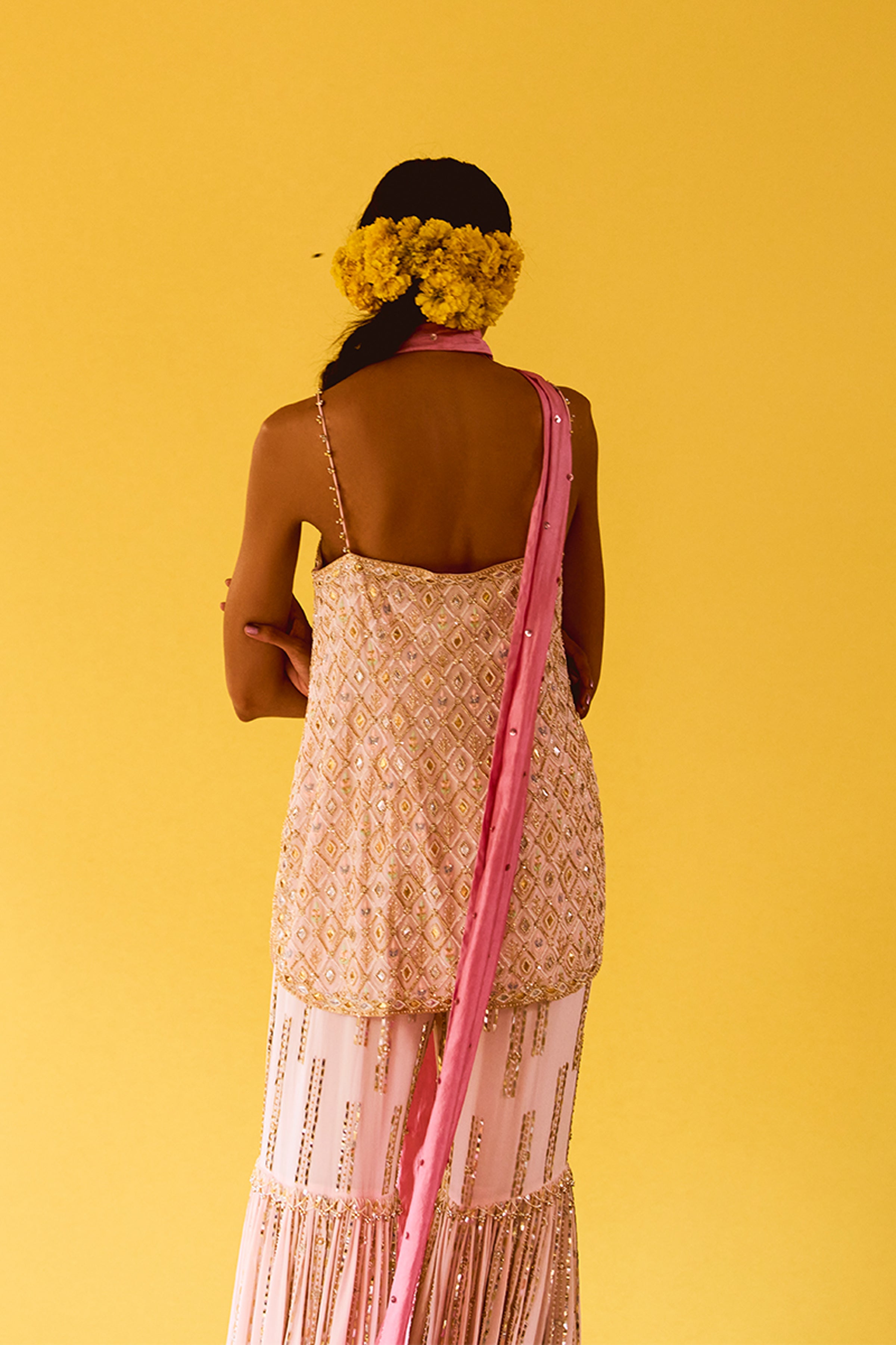 ANUSHKA KHANNA JACKET KURTA GARARA BLUSH PINK