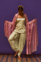 ANUSHKA KHANNA KURTA DOTHI PANT DUPATTA MINT ROSE