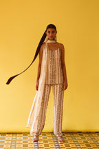 KURTA PANT STOLE OFF WHITE