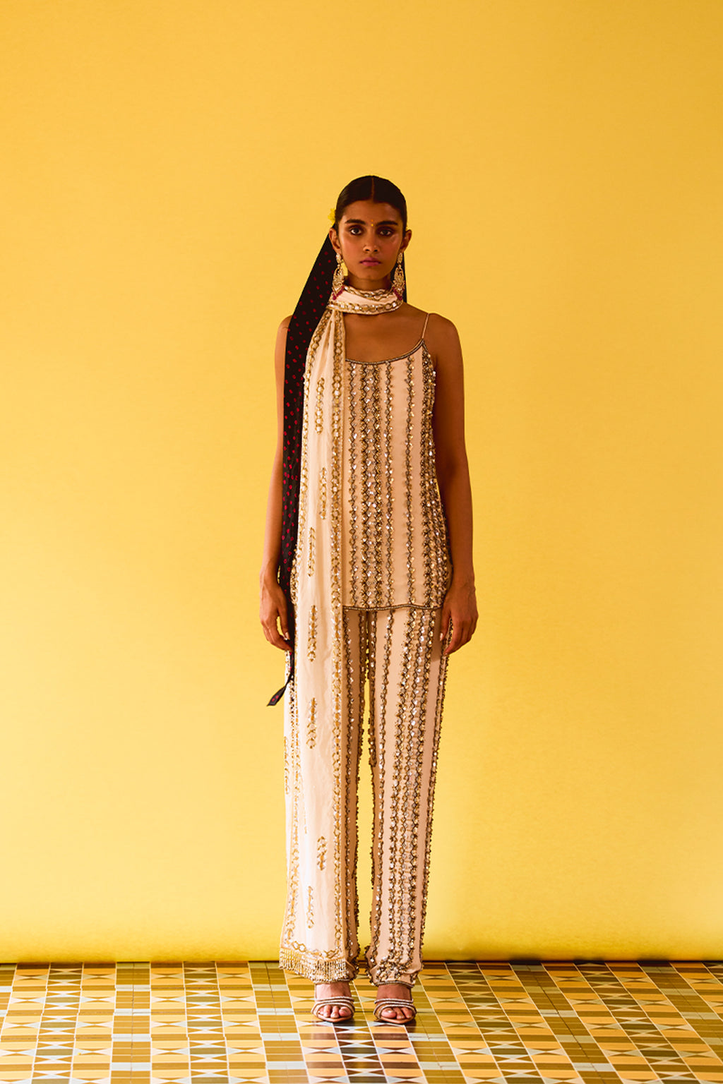 KURTA PANT STOLE OFF WHITE