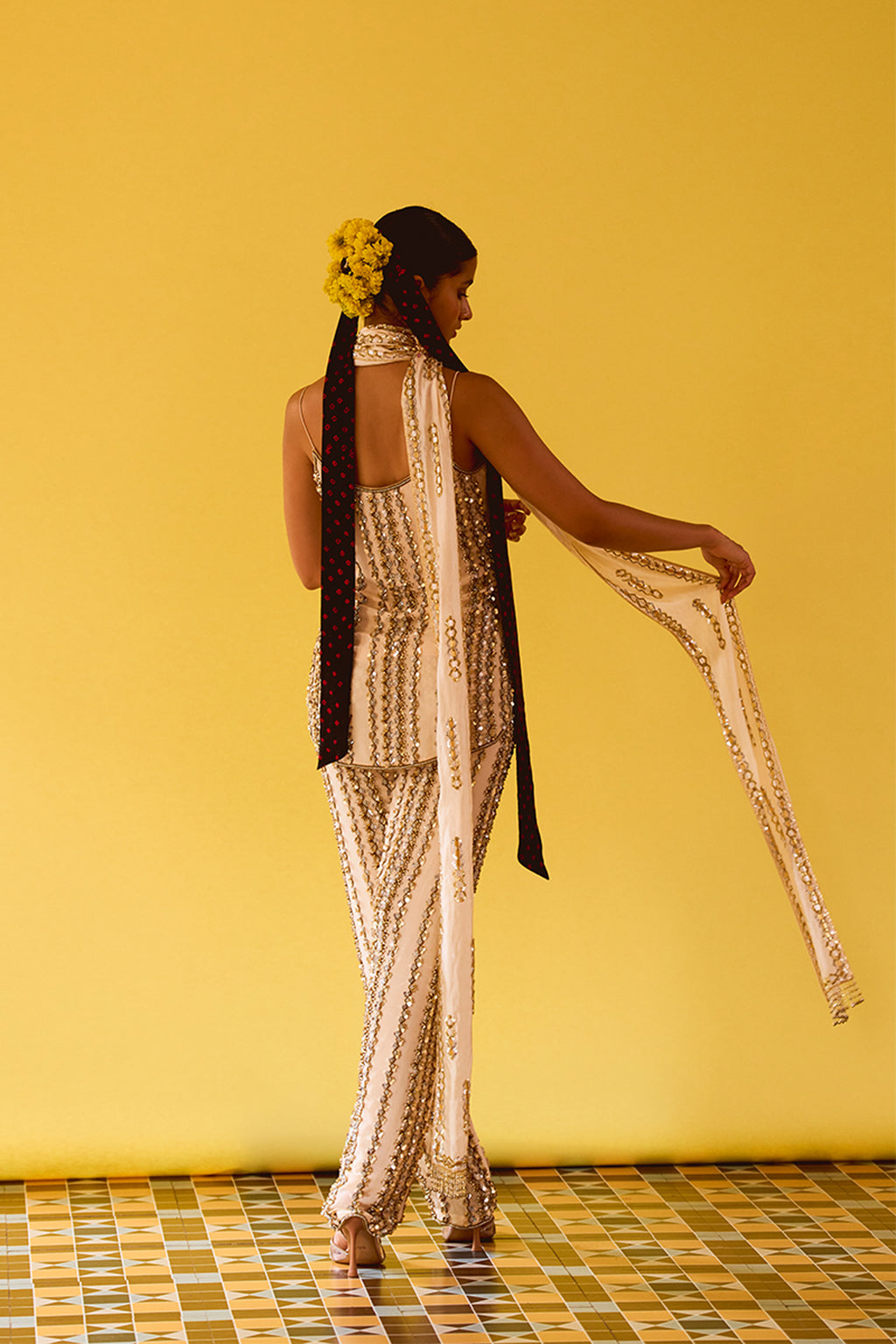 KURTA PANT STOLE OFF WHITE