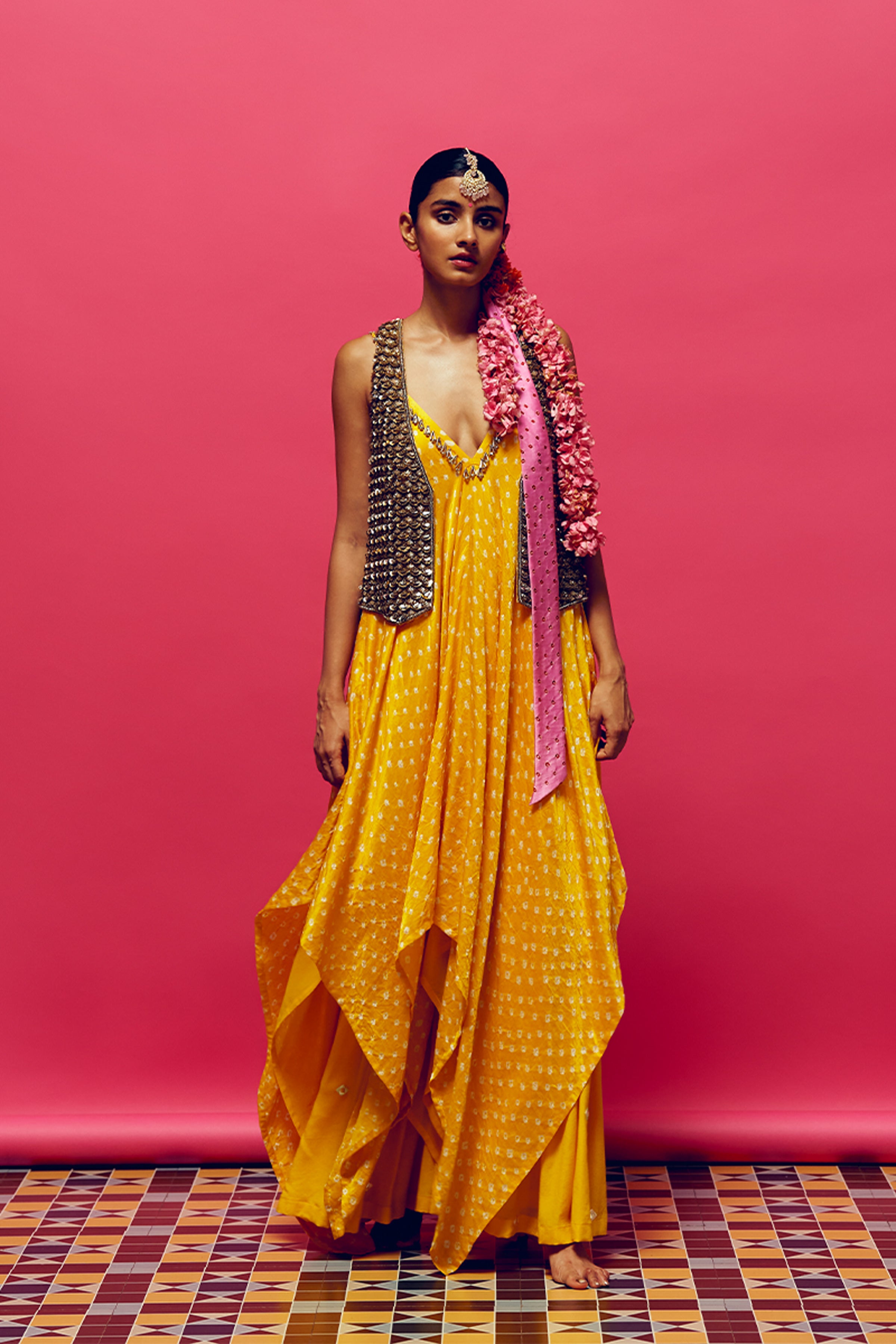 ANUSHKA KHANNA KURTA SHARARA JACKET MARIGOLD