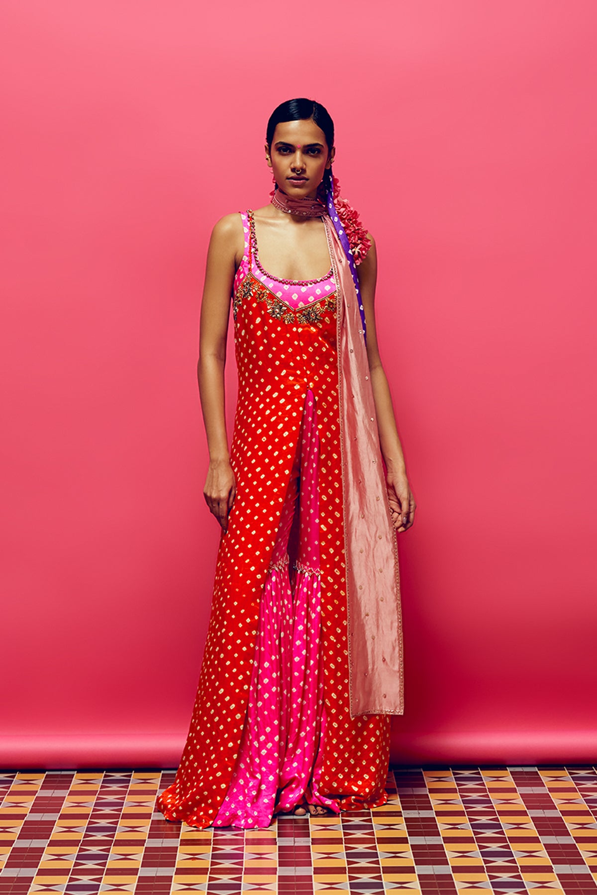 Kurta Gharara Neon Pink