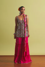SHARARA KURTA DUPATTA RED PINK