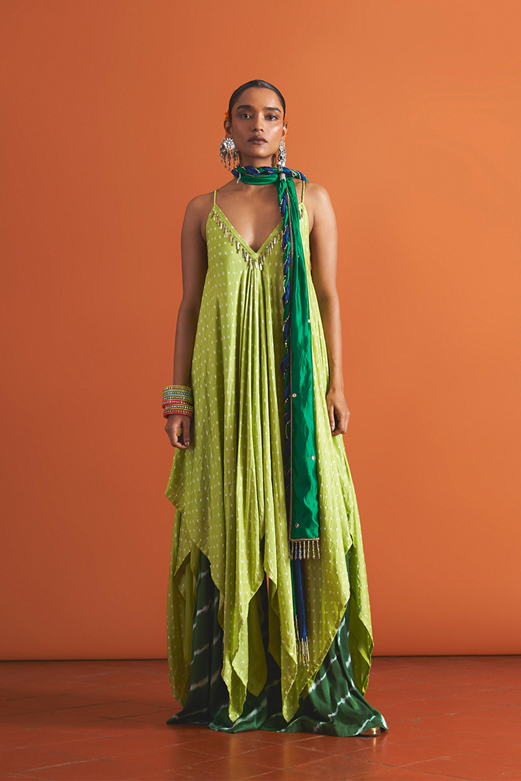 SHARARA KURTA STOLE LIME