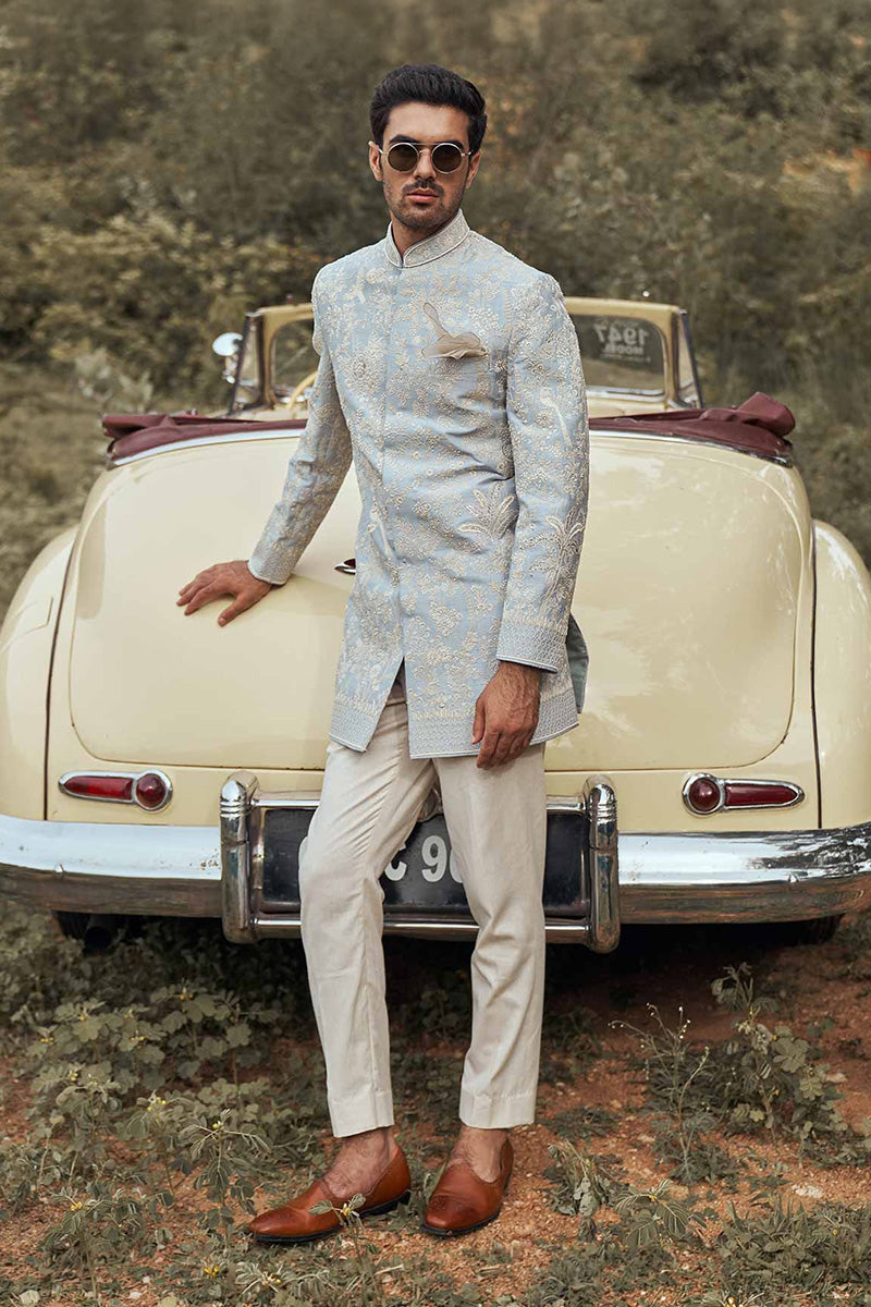 Bandhgala Kurta Trouser Powder Blue