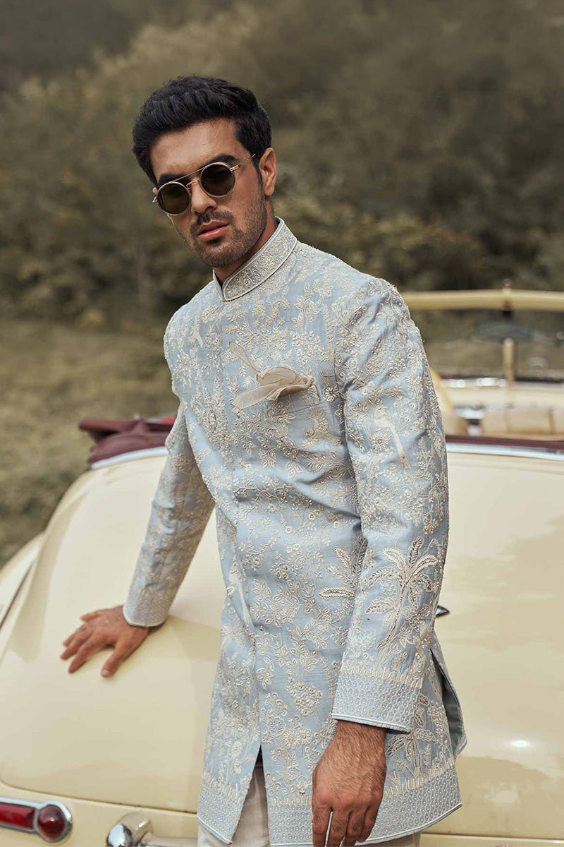 Bandhgala Kurta Trouser Powder Blue
