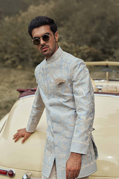 Bandhgala Kurta Trouser Powder Blue