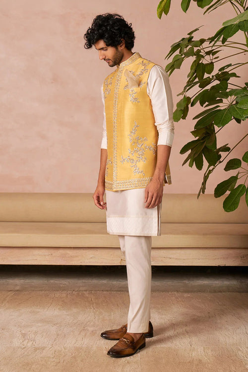 Bundi Kurta Trouser Yellow