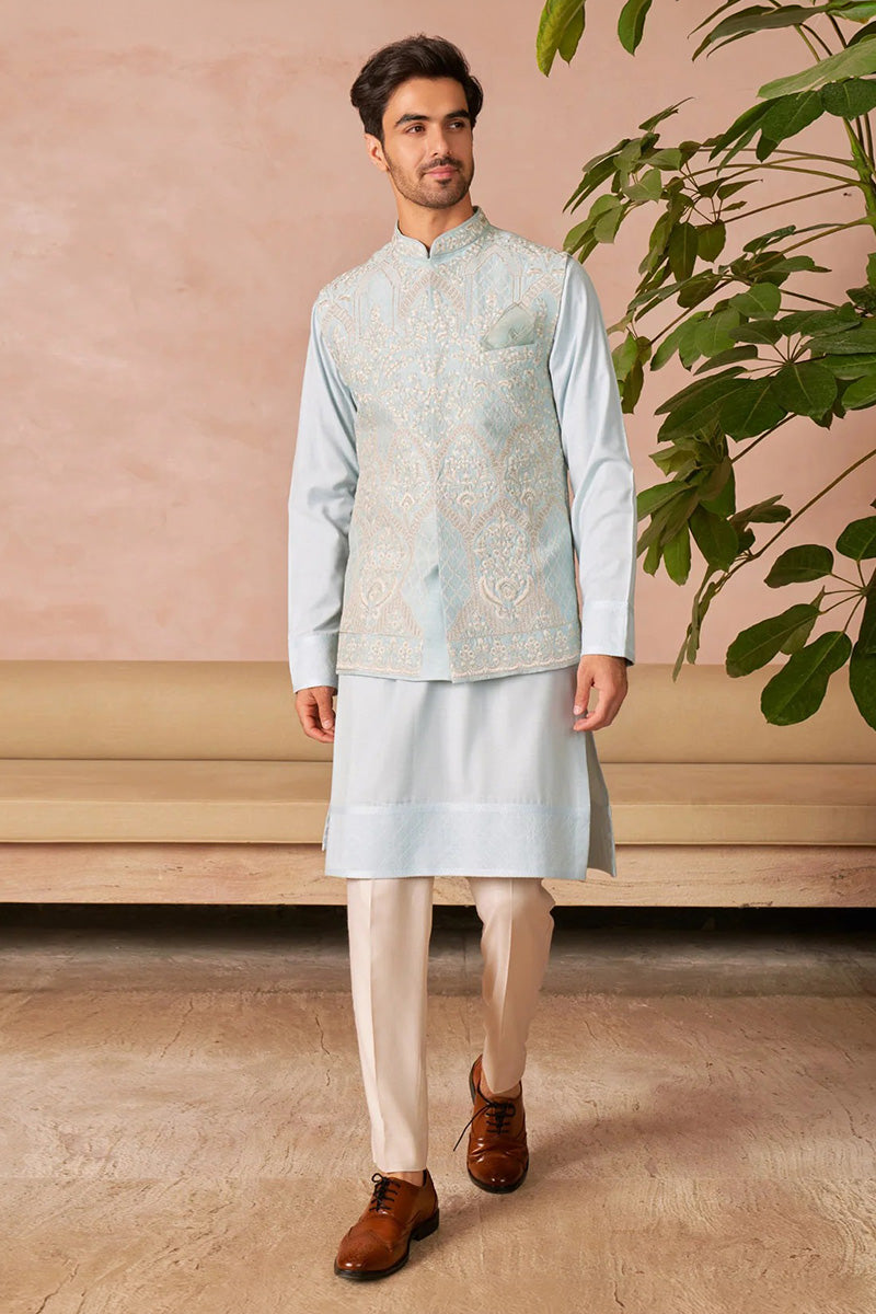 Bundi Kurta Trouser Aqua Blue
