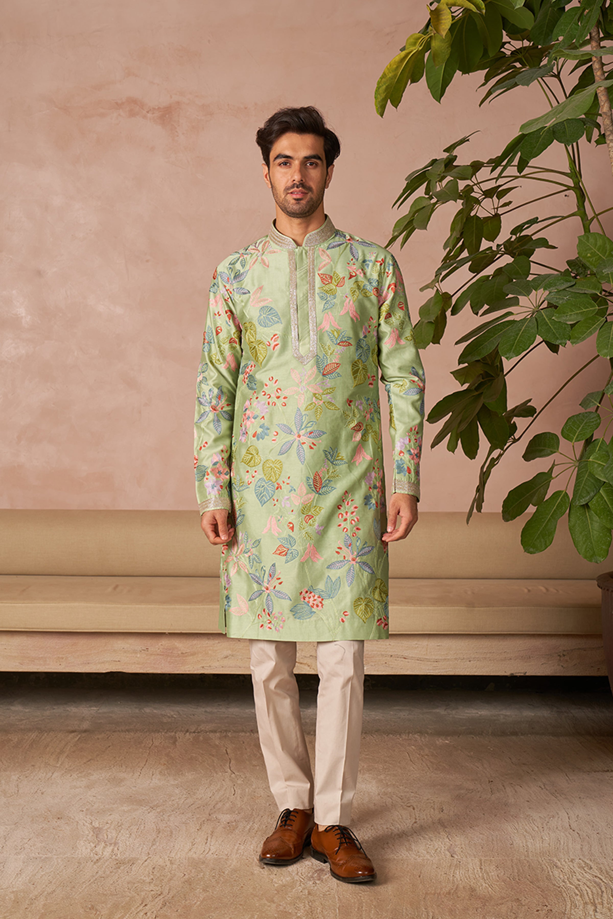 ANUSHREE REDDY KURTA TROUSER MINT GREEN
