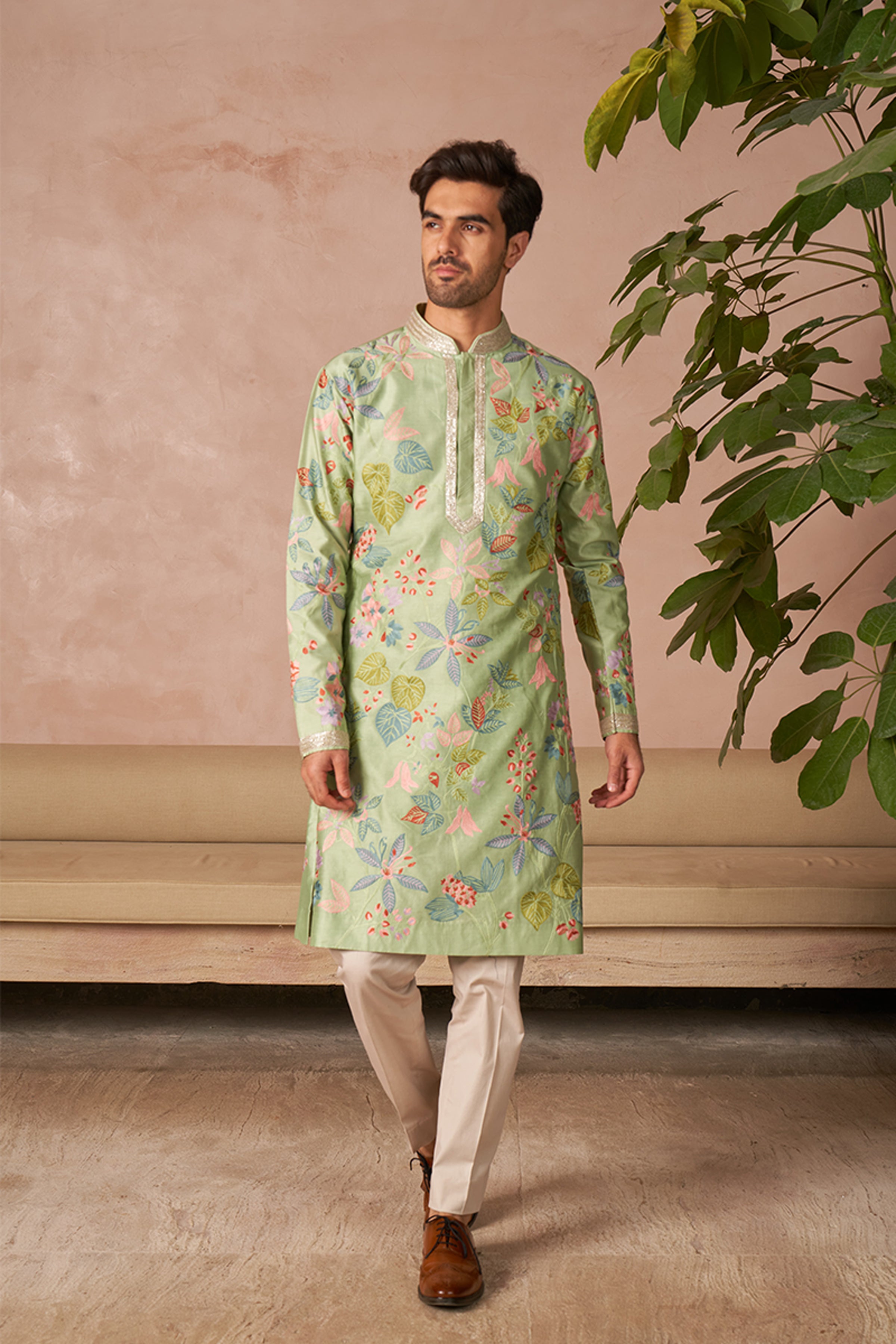 ANUSHREE REDDY KURTA TROUSER MINT GREEN