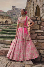 ANUSHREE REDDY LEHENGA BLOUSE DUPATTA CANDY PINK