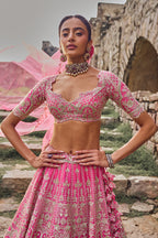 ANUSHREE REDDY LEHENGA BLOUSE DUPATTA CANDY PINK