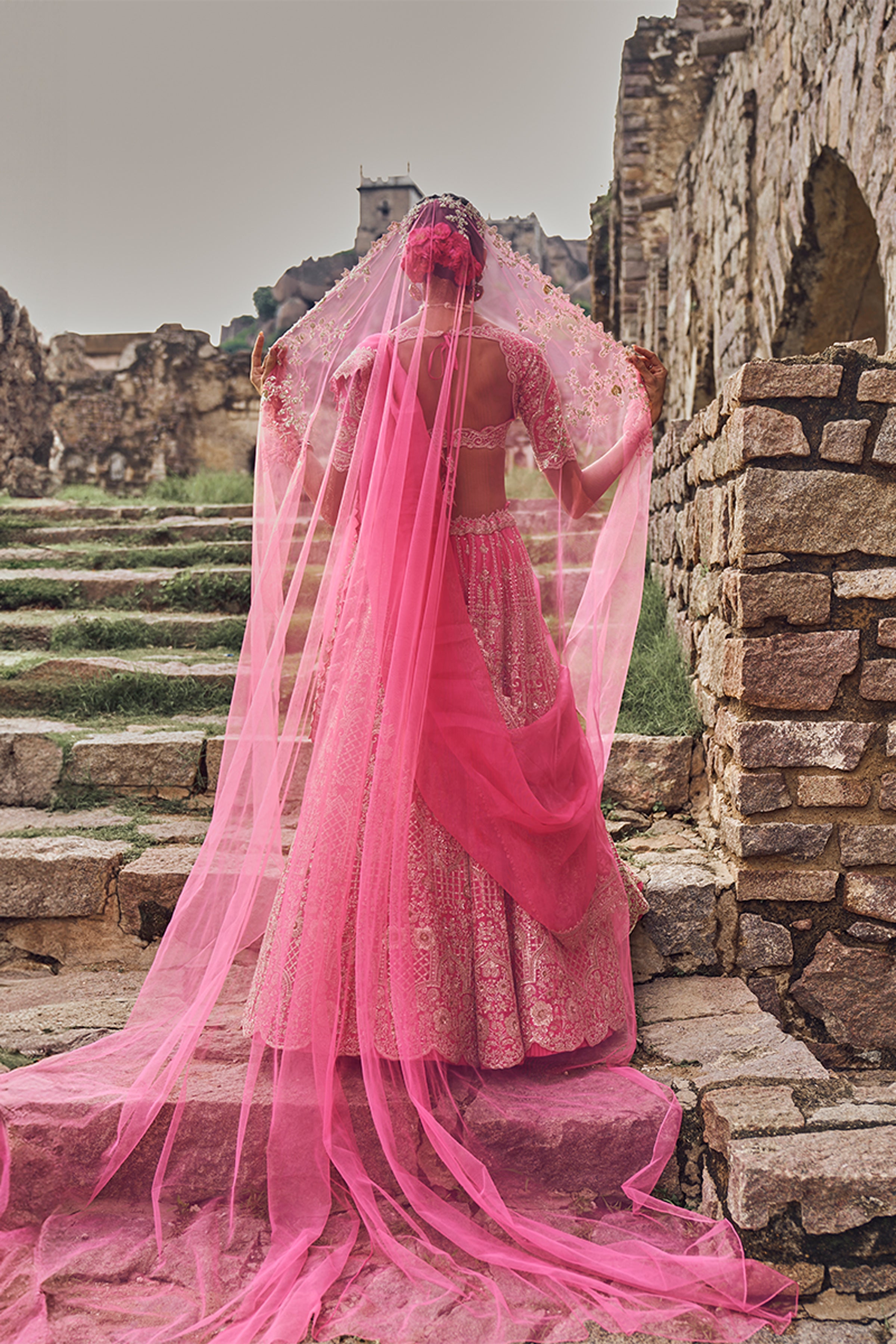 ANUSHREE REDDY LEHENGA BLOUSE DUPATTA CANDY PINK