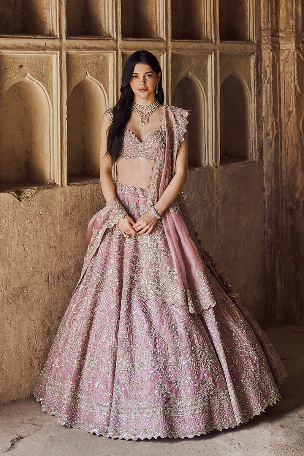 ANUSHREE REDDY LEHENGA BLOUSE DUPATTA BLUSH PINK
