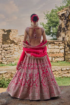ANUSHREE REDDY LEHENGA BLOUSE DUPATTA CHERRY RED
