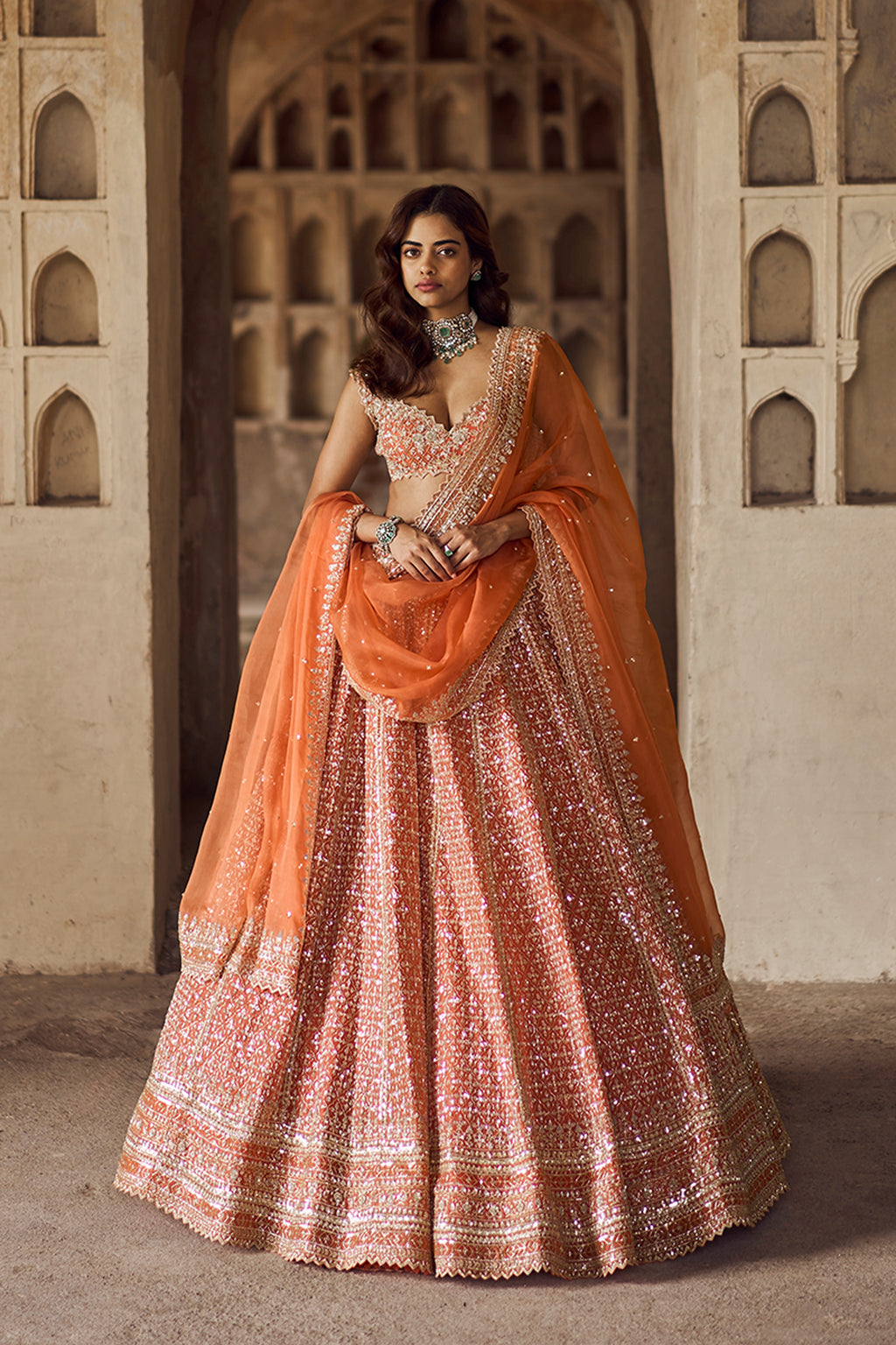 ANUSHREE REDDY LEHENGA BLOUSE DUPATTA ORANGE