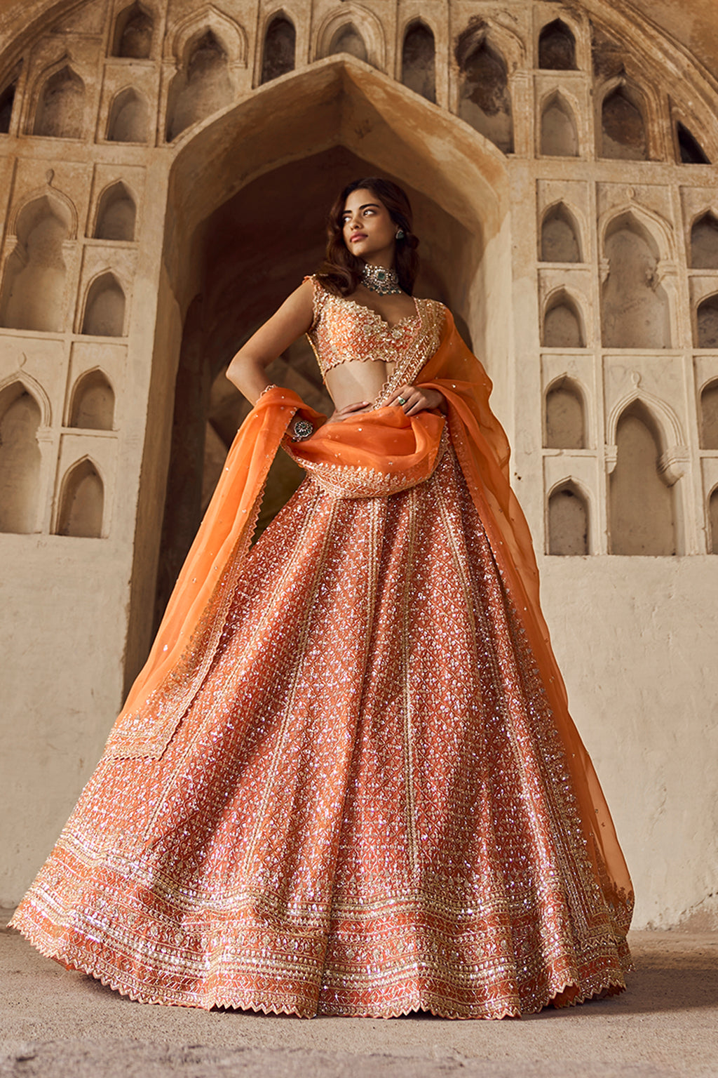 ANUSHREE REDDY LEHENGA BLOUSE DUPATTA ORANGE