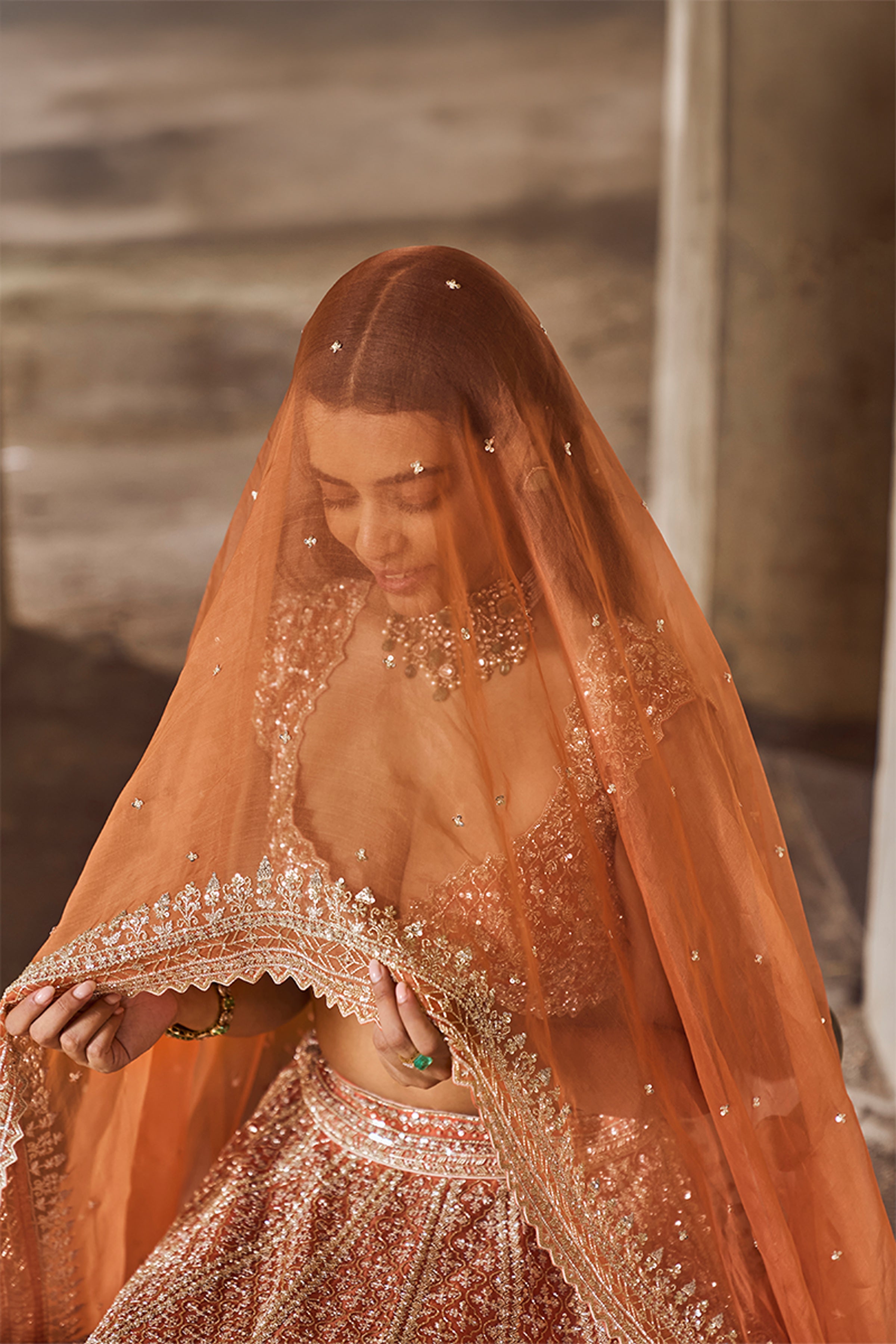 ANUSHREE REDDY LEHENGA BLOUSE DUPATTA ORANGE