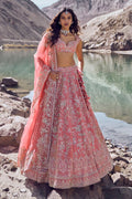 Lehenga Blouse Dupatta Coral