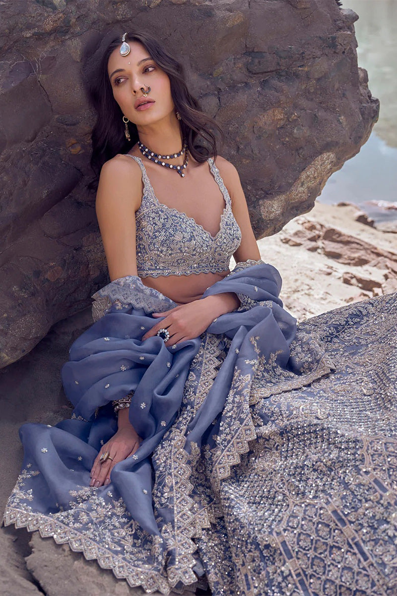 Lehenga Blouse Dupatta Sky Blue