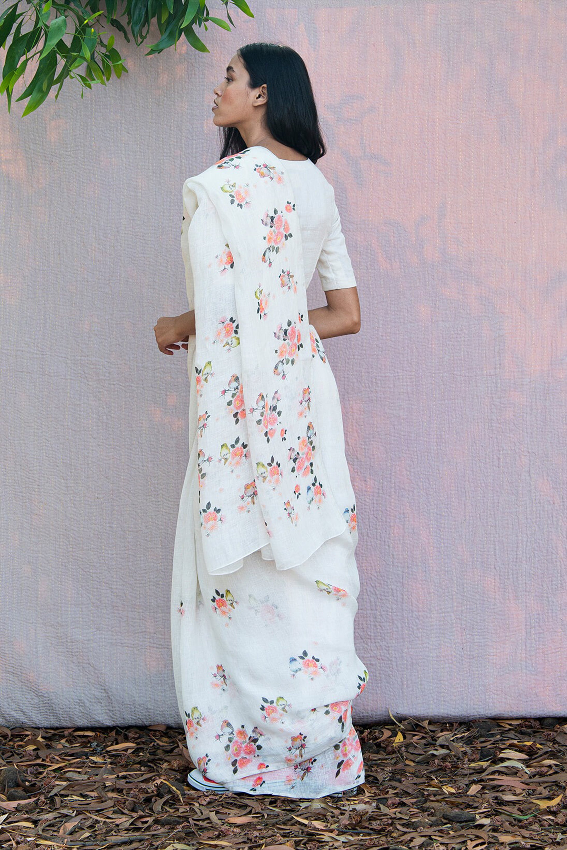 Saree With Blouse Fabric Ivory