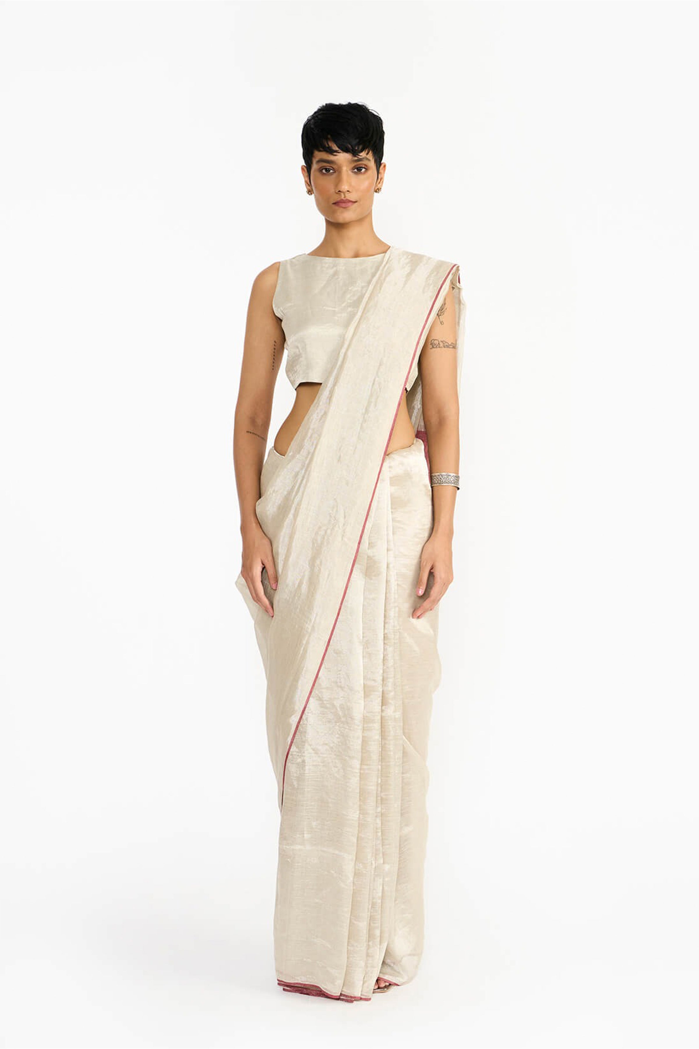saree Blouse Fabric Silver