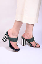 Pine Green  Block Heels