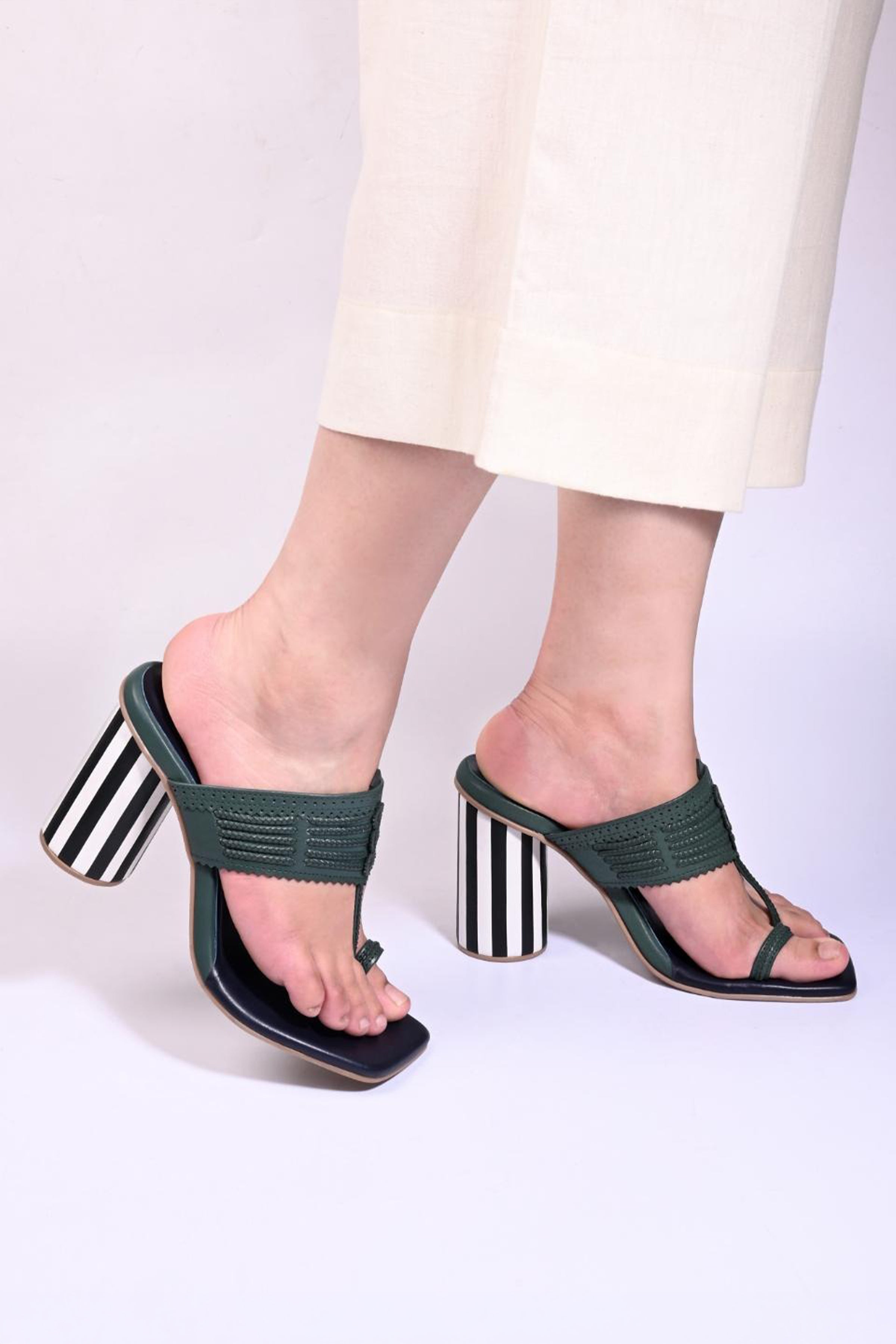 Pine Green  Block Heels