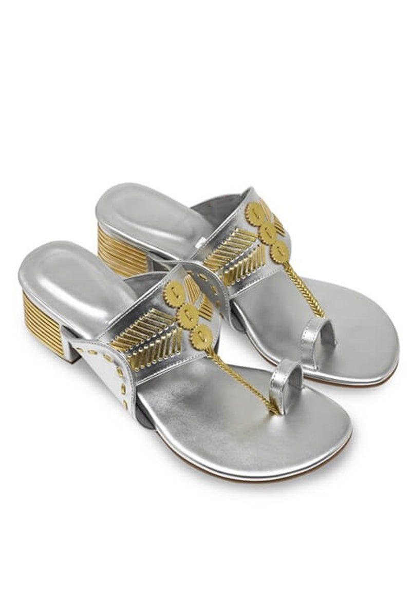 Gold and Silver Block Heels